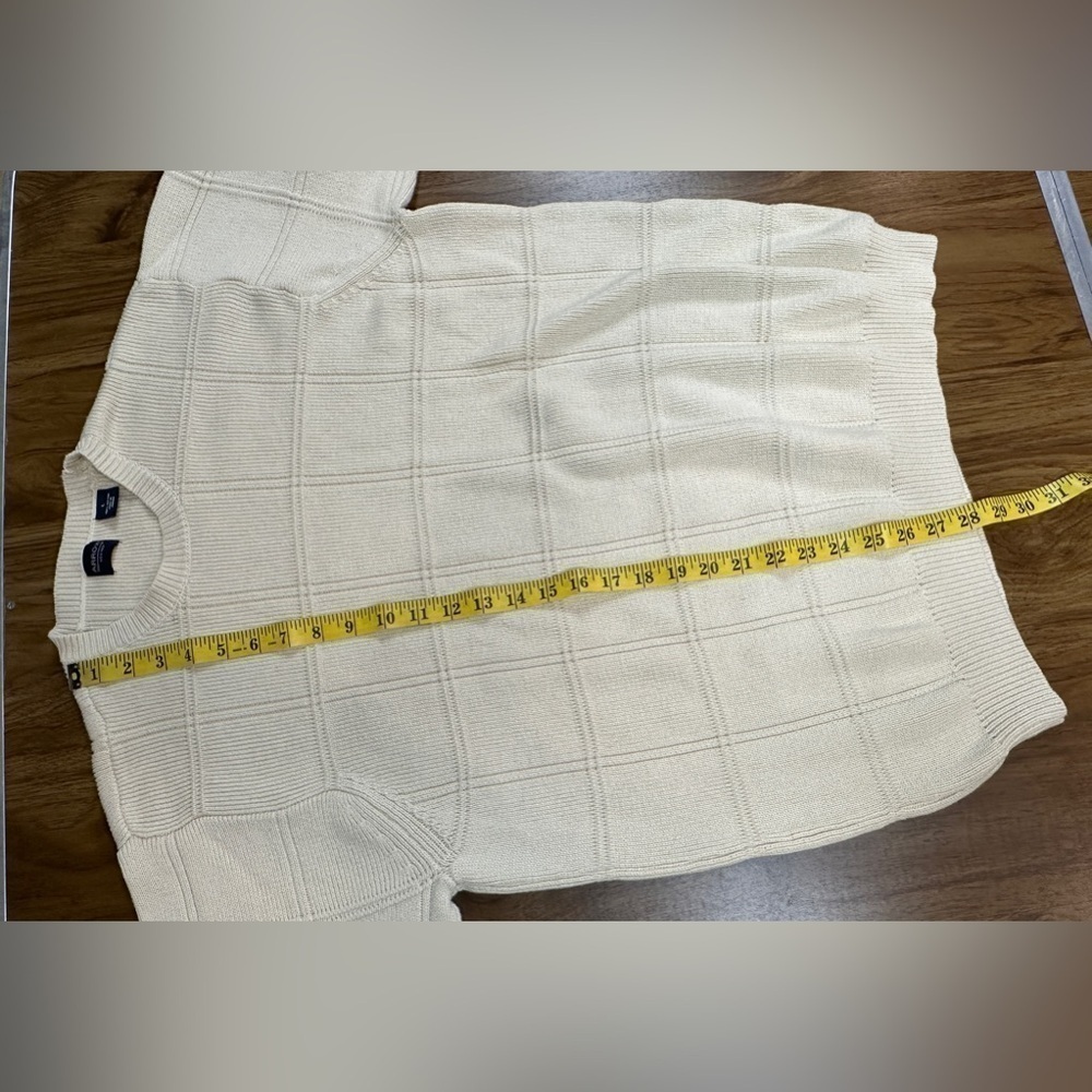 Arrow Brand Men’s Sz Large Heavier Weight Sweater Windowpane Design Cream Color - Picture 3 of 7